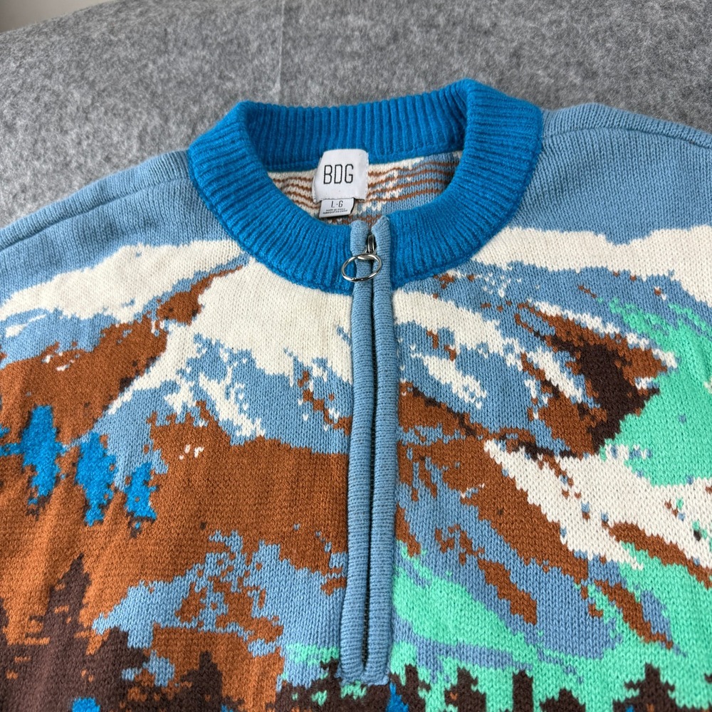 Urban Outfitters BDG Jesse Half-Zip Mountain Graphic Half-Zip Sweater, Large - Picture 3 of 12